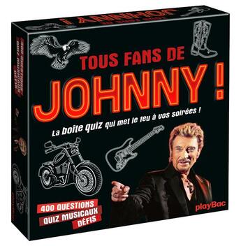 Couverture du livre « Coffret quiz johnny hallyday - la boite de jeu qui va allumer le feu ! » de  aux éditions Play Bac