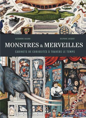 Couverture du livre « Monstres et merveilles ; cabinets de curiosités à travers le temps » de Alexandre Galand et Delphine Jacquot aux éditions Seuil Jeunesse