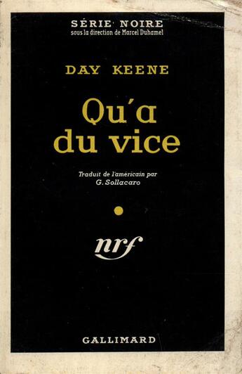 Couverture du livre « Qu'a du vice » de Day Keene aux éditions Gallimard