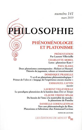 Couverture du livre « Philosophie 141 : phenomenologie et platonisme » de  aux éditions Minuit