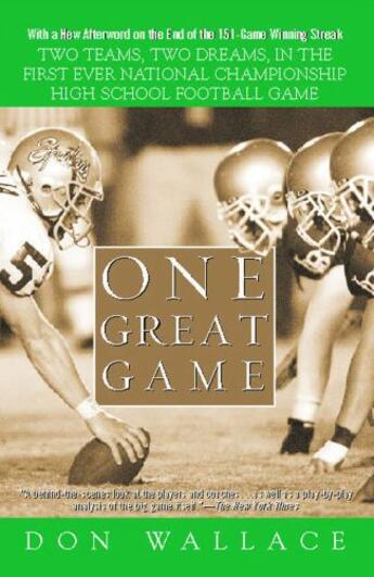 Couverture du livre « One Great Game » de Wallace Don aux éditions Atria Books