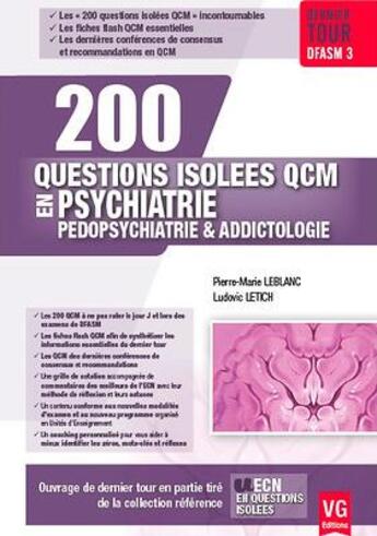 Couverture du livre « 200 questions isolees qcm psychiatrie » de Leblanc -Letich P-M. aux éditions Vernazobres Grego