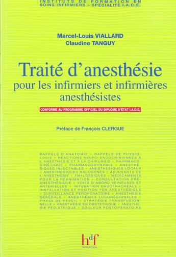 Couverture du livre « Traite d' anesthesie pour les infirmiers et infirmieres anesthesistes » de Tangu Viallard/ aux éditions Heures De France