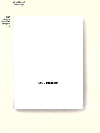 Couverture du livre « Paul ricoeur » de Foessel Michael / Mo aux éditions Adpf