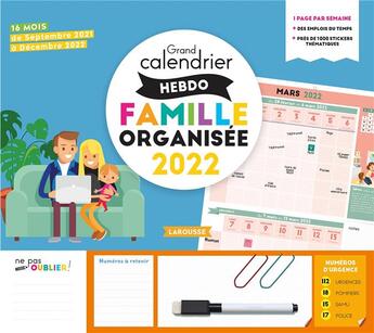 Couverture du livre « Grand calendrier hebdomadaire famille organisee 2022 » de  aux éditions Larousse