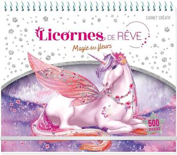 Couverture du livre « Licornes de reve - carnet creatif - magie des fleurs » de Christine Alcouffe aux éditions Play Bac