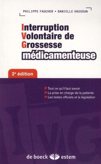 Couverture du livre « IVG médicamenteuse (2e édition) » de Danielle Hassoun aux éditions Estem