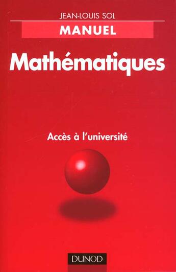 Couverture du livre « Mathematiques » de Jean-Louis Sol aux éditions Dunod