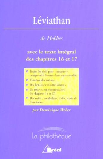 Couverture du livre « Leviathan (hobbes) » de Weber aux éditions Breal