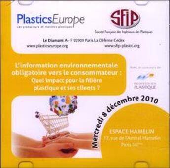 Couverture du livre « L'information environnementale obligatoire vers le consommateur : quel impact pour la filiere plasti » de  aux éditions Sfip