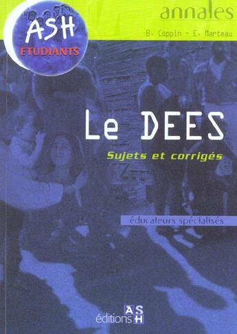 Couverture du livre « Les Dees ; Sujets Et Corriges » de Brigitte Coppin et E Marteau aux éditions Ash