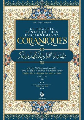 Couverture du livre « Le recueil bénéfique des enseignements coraniques » de Cheikh Sa'Di aux éditions Heritage