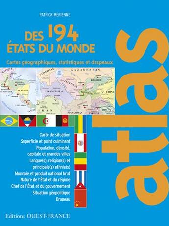 Couverture du livre « Atlas des 194 états du monde » de Patrick Merienne aux éditions Ouest France