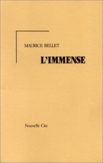 Couverture du livre « L'immense » de  aux éditions Nouvelle Cite