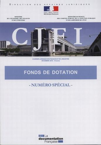 Couverture du livre « Les fonds de dotation » de Ministere De L'Economie Des Finances Et aux éditions Documentation Francaise