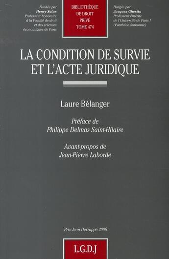 Couverture du livre « La condition de survie et l'acte juridique » de Belanger L. aux éditions Lgdj