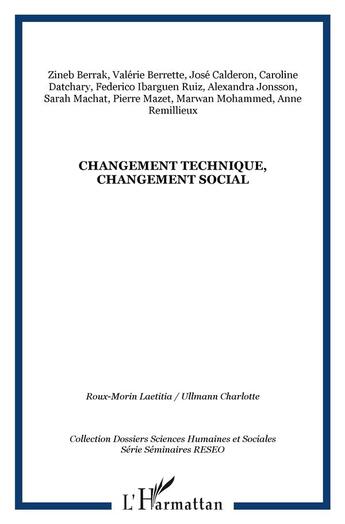 Couverture du livre « Changement technique, changement social » de  aux éditions L'harmattan