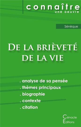 Couverture du livre « De la brièveté de la vie, de Sénèque » de  aux éditions Editions Du Cenacle