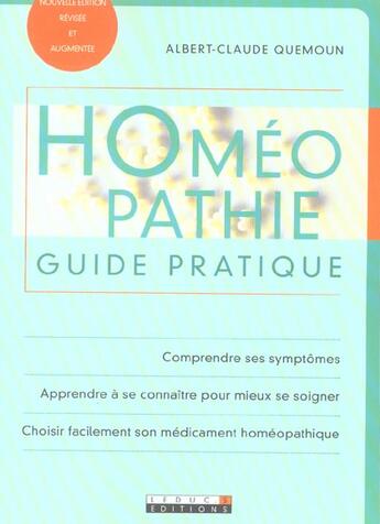 Couverture du livre « Homéopathie - guide pratique » de Quemoun Albert-Claud aux éditions Leduc