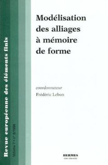 Couverture du livre « Modélisation des alliages à mémoire de forme » de  aux éditions Hermes Science Publications