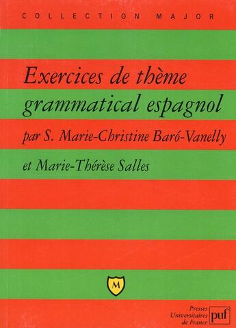 Couverture du livre « Exercices de theme grammatical espagnol » de Baro-Vanelly/Salles aux éditions Belin Education
