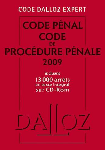 Couverture du livre « Code pénal, code de procédure pénale 2009 » de  aux éditions Dalloz