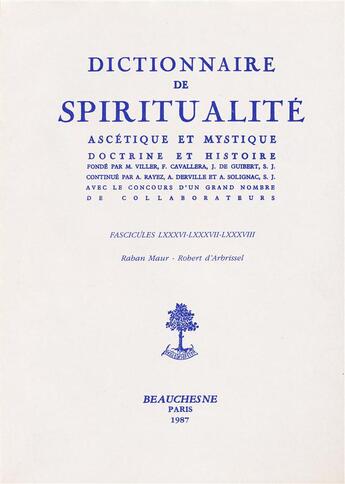 Couverture du livre « Dictionnaire de spiritualite fascicule 86/87/88 » de Derville aux éditions Beauchesne