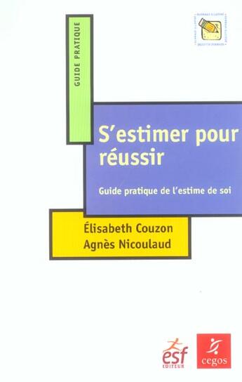 Couverture du livre « L'estime de soi » de Couzon aux éditions Esf Prisma