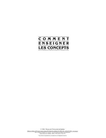 Couverture du livre « Comment enseigner les concepts ; vers un système de modèles d'enseignement » de Rachel Desrosiers aux éditions Pu De Quebec