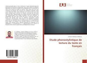 Couverture du livre « Etude phonostylistique de lecture du texte en français » de Lukman Adedoyin Adebayo aux éditions Editions Universitaires Europeennes