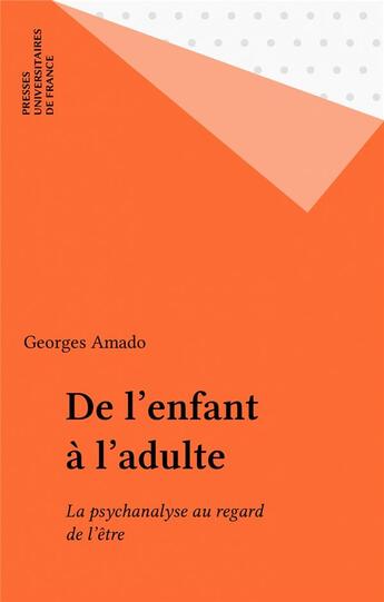 Couverture du livre « De l'enfant a l'adulte » de  aux éditions Puf