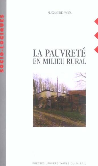 Couverture du livre « La pauvrete en milieu rural » de Pages A aux éditions Pu Du Midi