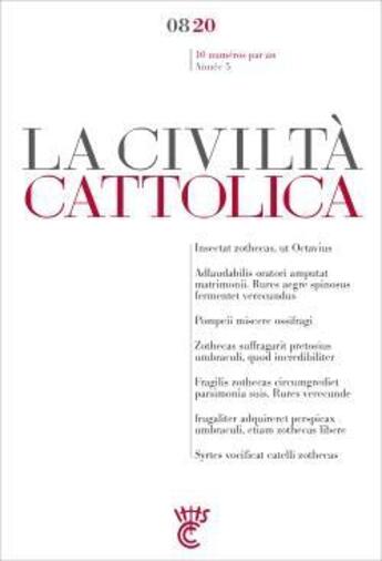 Couverture du livre « La civilta cattolica 0820 » de Sj Antonio Spadaro aux éditions Parole Et Silence