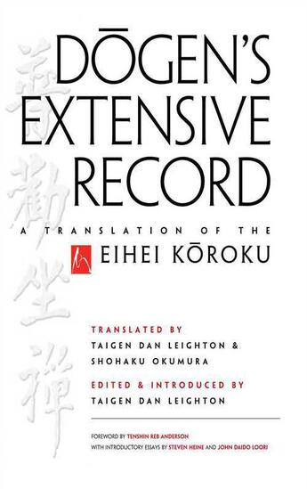 Couverture du livre « Dogen's Extensive Record » de Dogen Eihei aux éditions Wisdom Publications