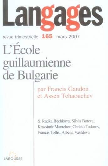 Couverture du livre « L'école guillaumienne de bulgarie » de  aux éditions Armand Colin