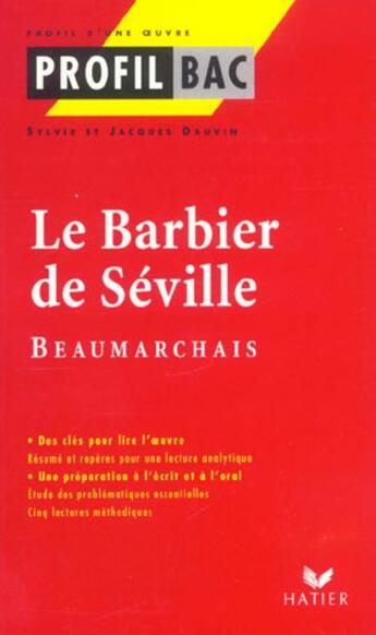 Couverture du livre « Le barbier de Séville, de Beaumarchais » de  aux éditions Hatier