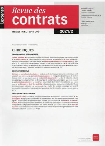 Couverture du livre « Revue des contrats n 2-2021 » de  aux éditions Lgdj