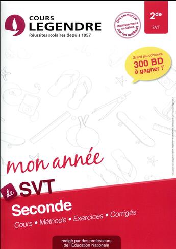 Couverture du livre « Cours legendre svt seconde mon annee » de Bologne C aux éditions Edicole