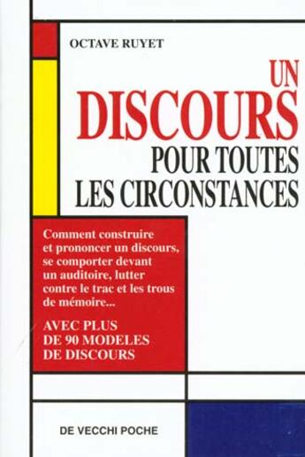 Couverture du livre « Un discours pour toutes circonstances » de Octave Ruyet aux éditions De Vecchi