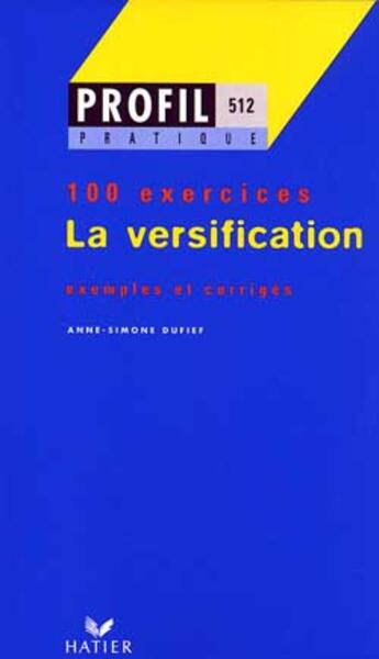 Couverture du livre « La versification » de  aux éditions Hatier