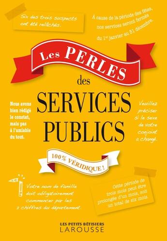 Couverture du livre « Les perles des services publics » de  aux éditions Larousse