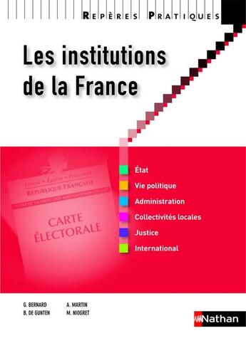 Couverture du livre « Les institutions de la France (édition 2012) » de  aux éditions Nathan