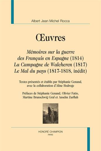 Couverture du livre « Oeuvres » de Albert Rocca aux éditions Honore Champion