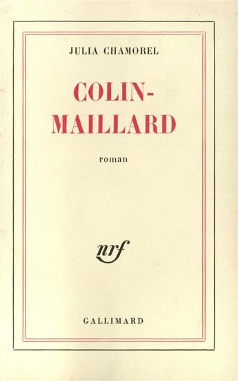 Couverture du livre « Colin-maillard » de Julia Chamorel aux éditions Gallimard