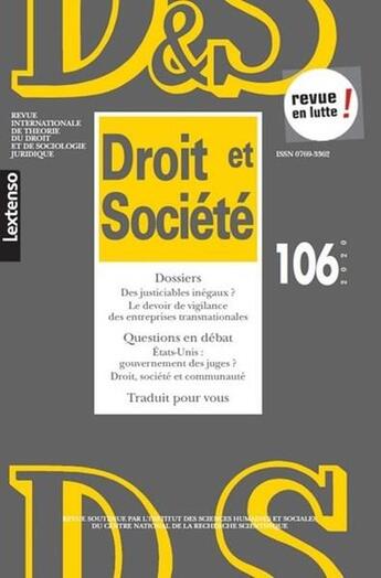 Couverture du livre « Droit & societe n 106-2020 » de  aux éditions Lgdj