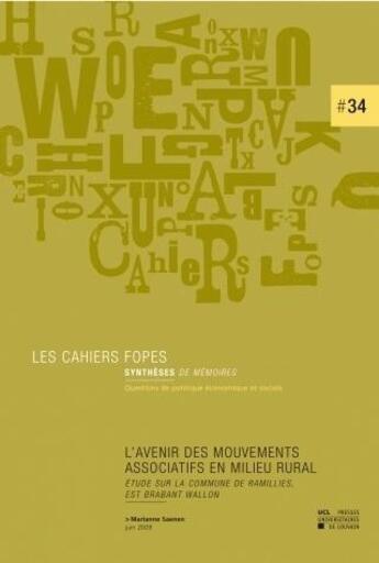 Couverture du livre « L'avenir des mouvements associatifs en milieu rural » de Saenen aux éditions Pu De Louvain