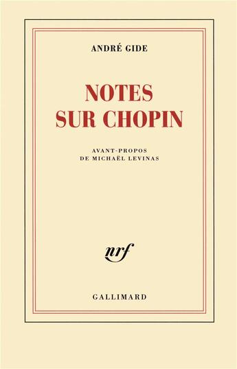 Couverture du livre « Notes sur Chopin » de Gide Andre aux éditions Gallimard