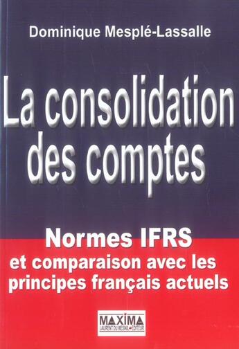 Couverture du livre « Consolidation des comptes » de Mesple-Lassalle D. aux éditions Maxima