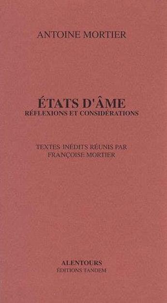 Couverture du livre « Etats d'âme » de Antoine Mortier aux éditions Tandem