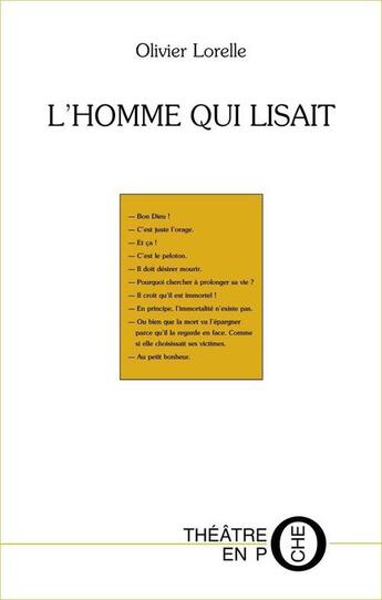 Couverture du livre « L'homme qui lisait » de Olivier Lorelle aux éditions Laquet